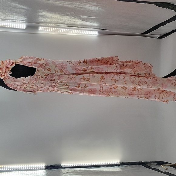 Elegant Pink Floral Hi Low One-Shoulder Dress NWT - Picture 13 of 16